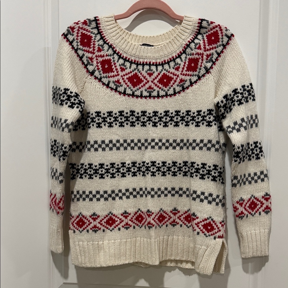 Talbots Fair Isle Sweater - Cream, Red, Black